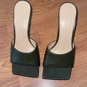 Bottega Veneta Square Toe High Heel Slide Sandals